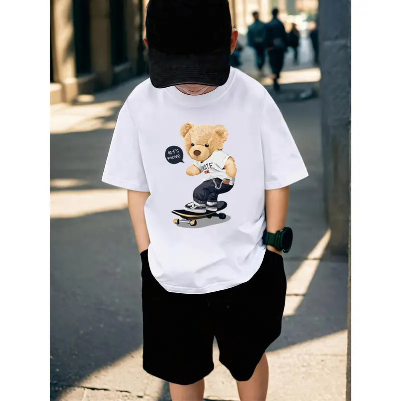 Kids Little Bear Skateboarding T-shirt