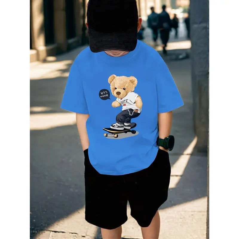Kids Little Bear Skateboarding T-shirt