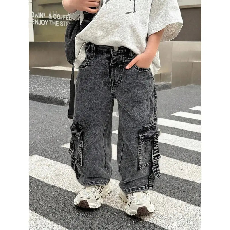 Kids Distressed Washed Baggy Jeans