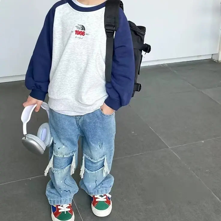 Kids Ripped Patched Jeans