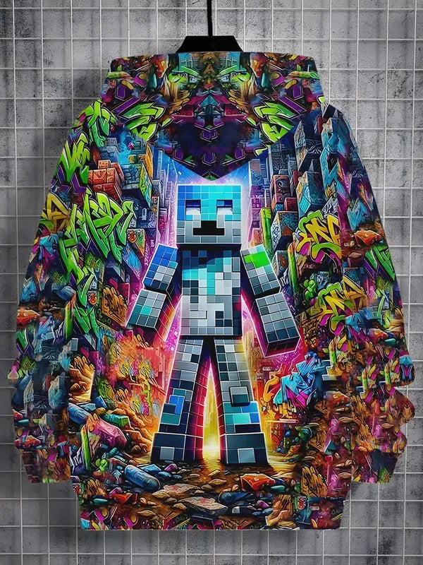 Kids 3D Print Minecraft Hoodie