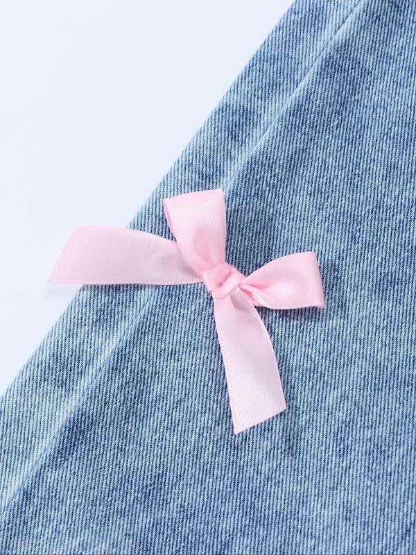 Kids Denim Bow Decor Jeans