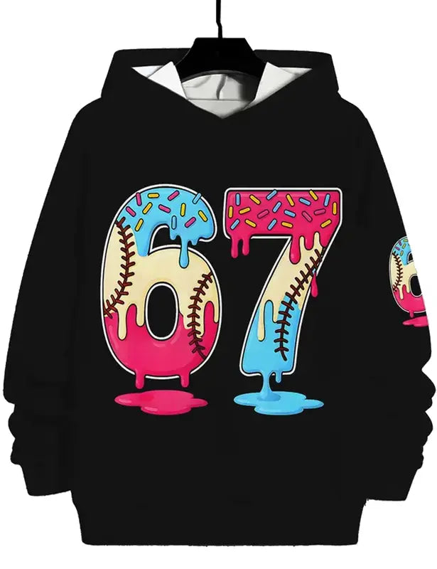 Kids 67 Donut Baseball Pullover Hoodie