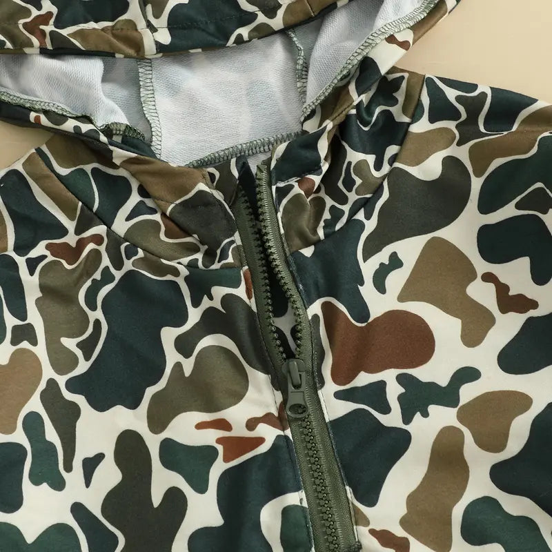 Kids Camouflage Half Zip-up Hooded Sweatshirt