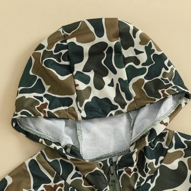 Kids Camouflage Half Zip-up Hooded Sweatshirt