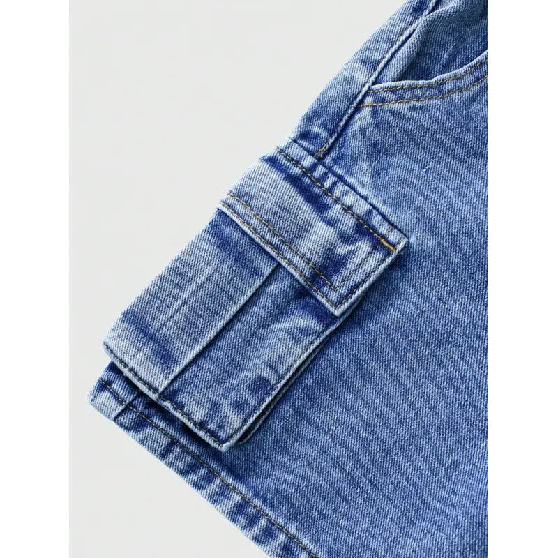 Kids Cargo Washed Denim Shorts