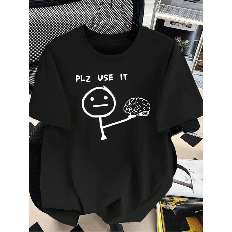 Kids Cartoon Letter Printed Round Neck T-Shirt