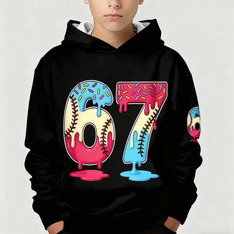 Kids 67 Donut Baseball Pullover Hoodie