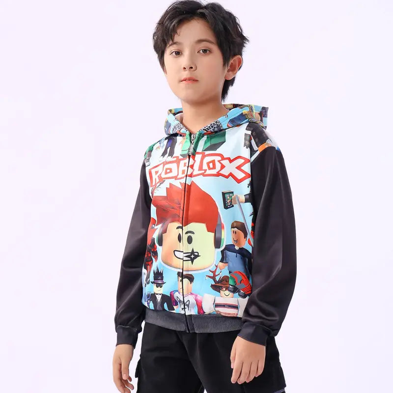 Kids Roblox Hoodie Sweatshirt Zip-Up Jacket