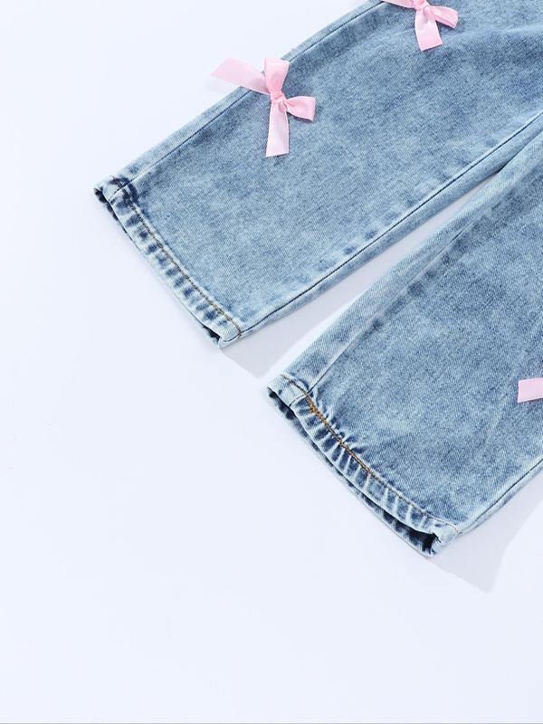 Kids Denim Bow Decor Jeans