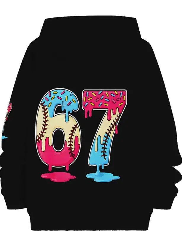 Kids 67 Donut Baseball Pullover Hoodie