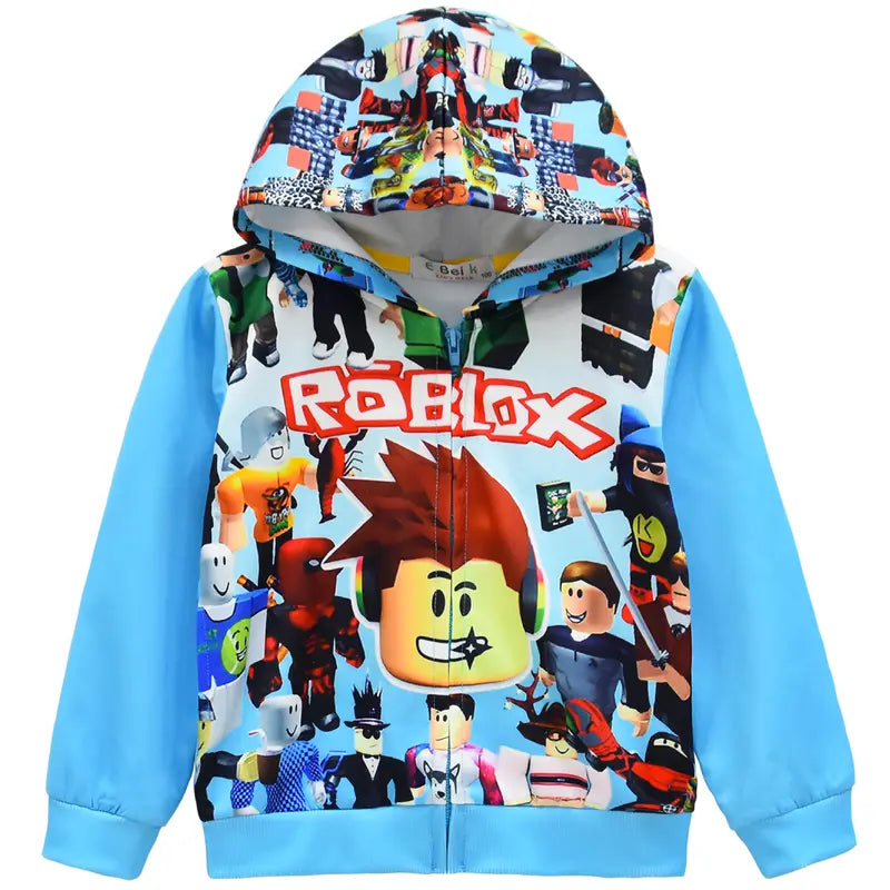 Kids Roblox Hoodie Sweatshirt Zip-Up Jacket