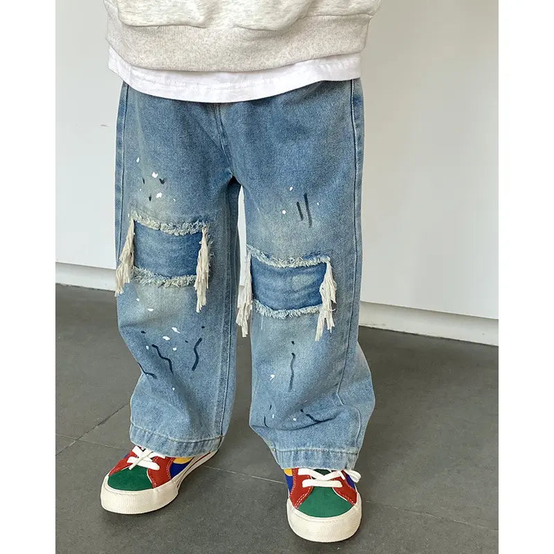 Kids Ripped Patched Jeans