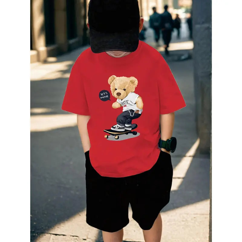Kids Little Bear Skateboarding T-shirt