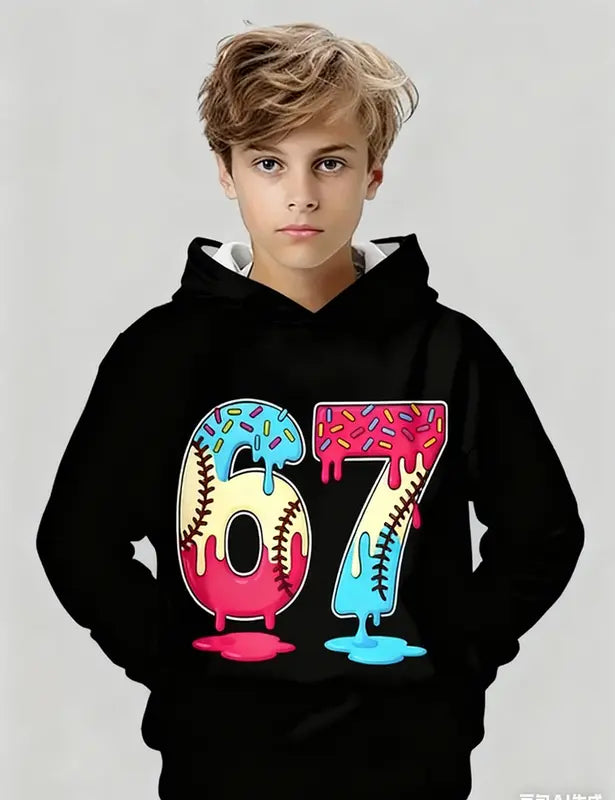 Kids 67 Donut Baseball Pullover Hoodie