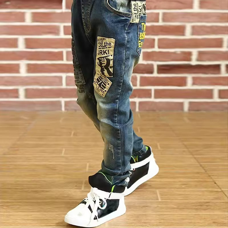 Kids Graffiti Patch Slim-Fit Denim Jeans
