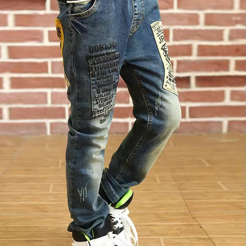 Kids Graffiti Patch Slim-Fit Denim Jeans