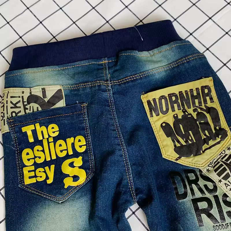 Kids Graffiti Patch Slim-Fit Denim Jeans