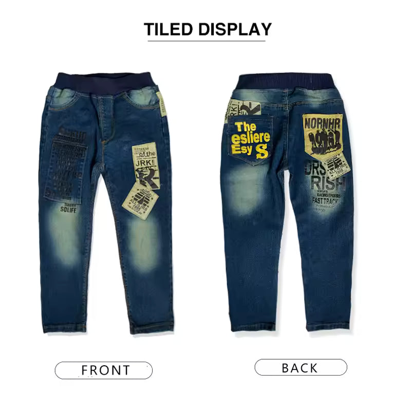 Kids Graffiti Patch Slim-Fit Denim Jeans