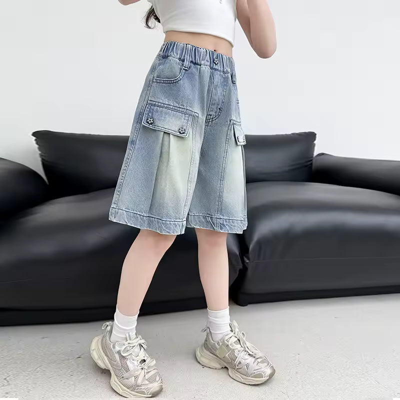 Kids Long Style Jeans Capris Shorts