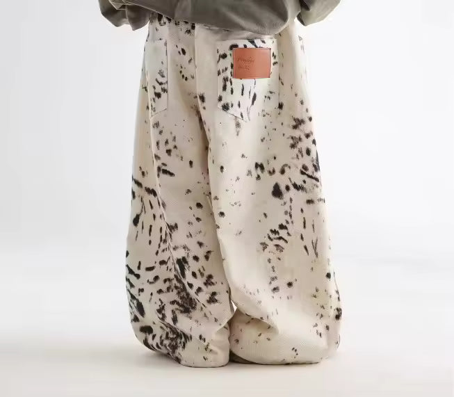 Kids Wide Leg Pants Apricot Leopard Print