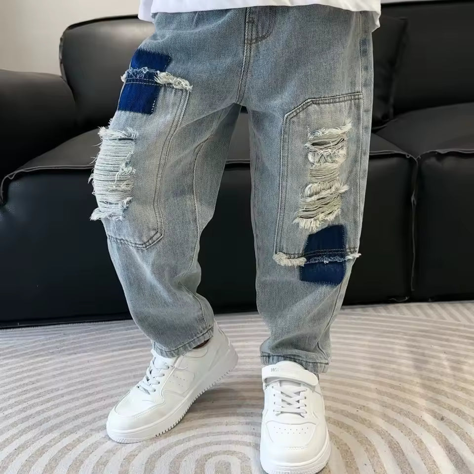 Kids Casual Ripped Jeans