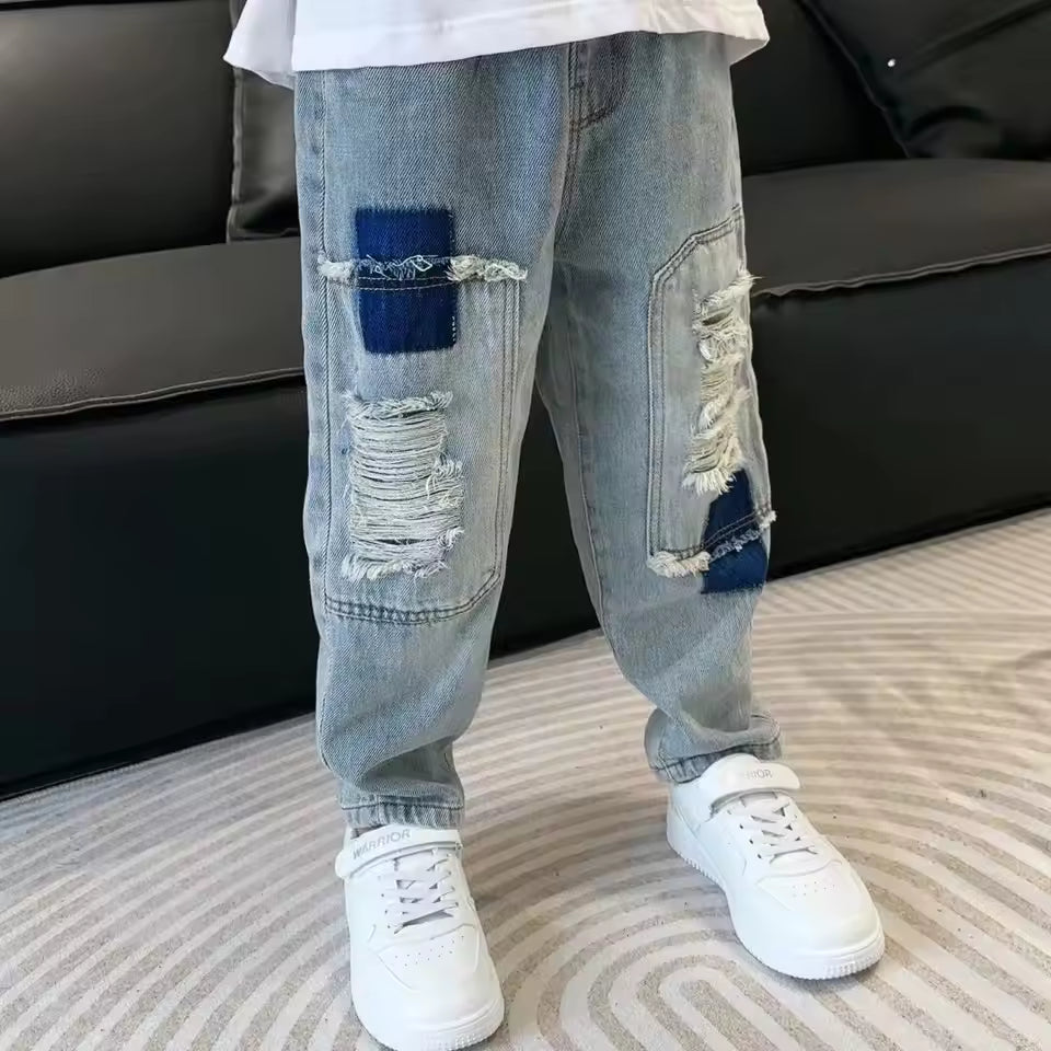 Kids Casual Ripped Jeans