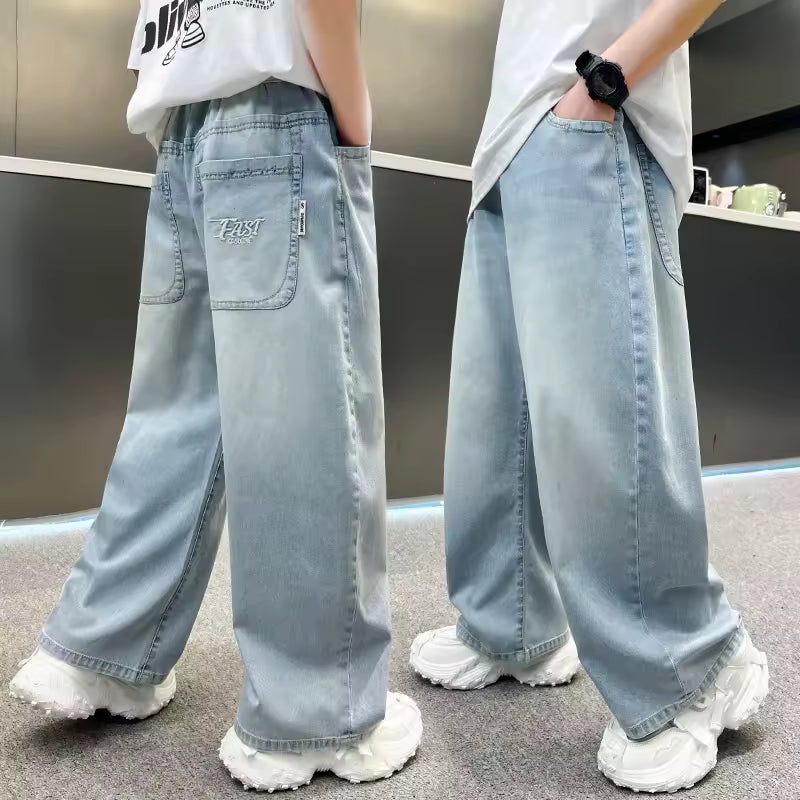 Kids Loose Fit Patchwork Jeans