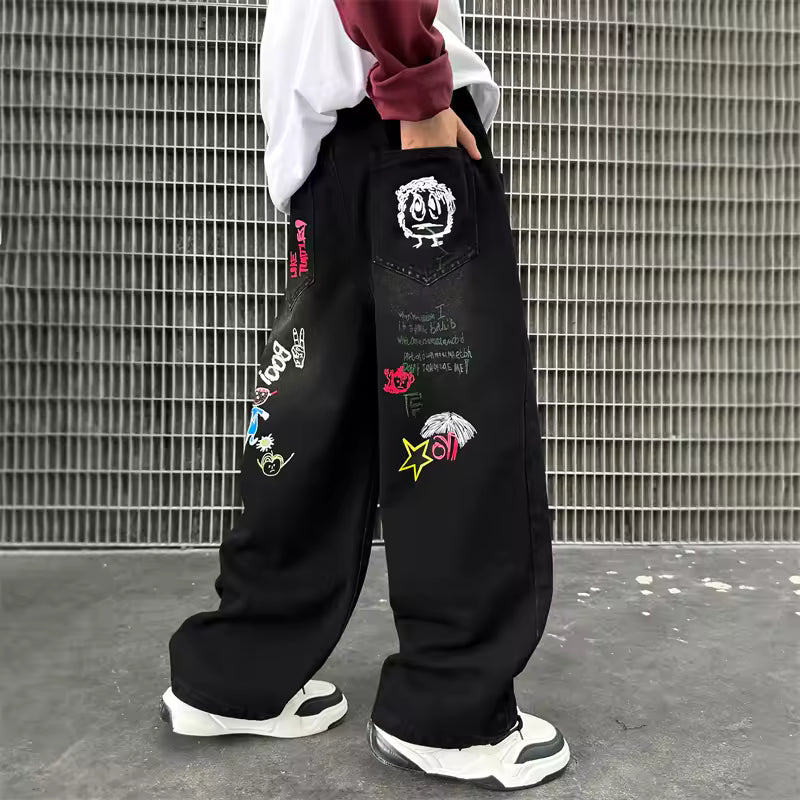 Kids Graphic Streetwear Denim Pants