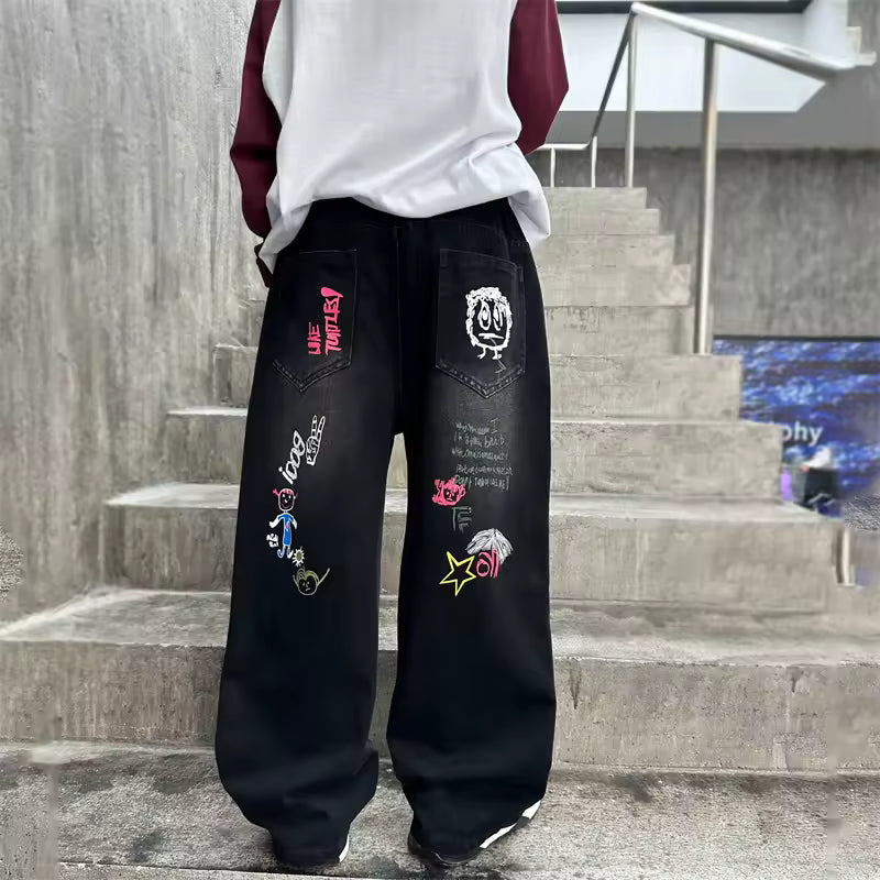 Kids Graphic Streetwear Denim Pants