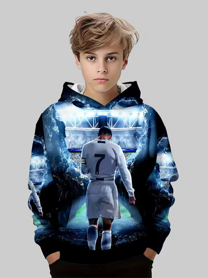 Ronaldo Printed Football Pattern Hoodie