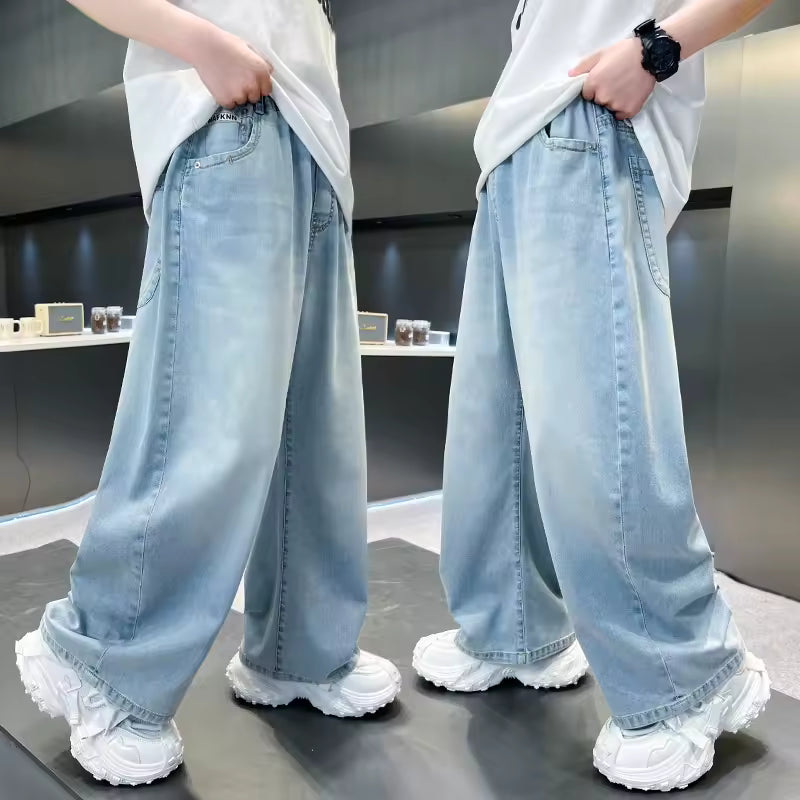 Kids Loose Fit Patchwork Jeans