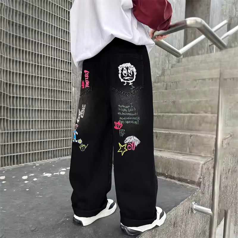 Kids Graphic Streetwear Denim Pants