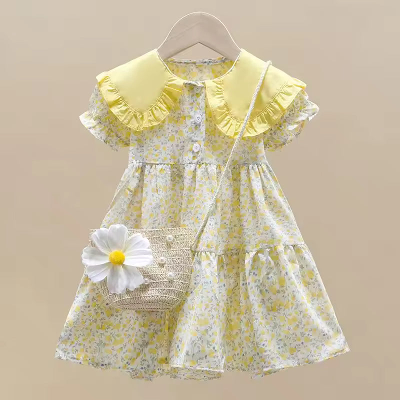 Kids Flower Fashion Doll Collar Princess Dress & Mini Bag