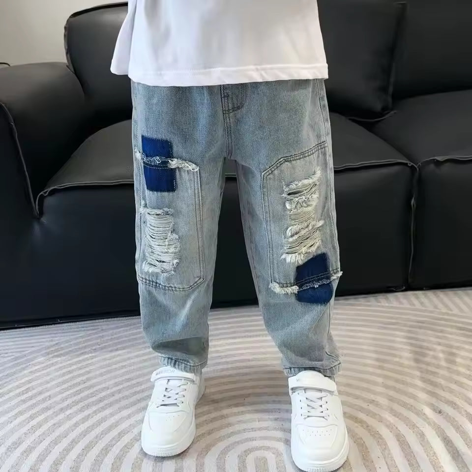 Kids Casual Ripped Jeans