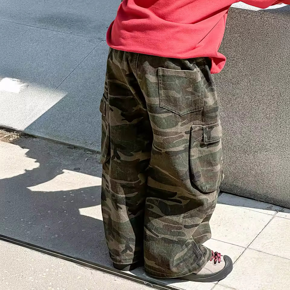 Kids Camo Wide Camouflage Cargo Pants