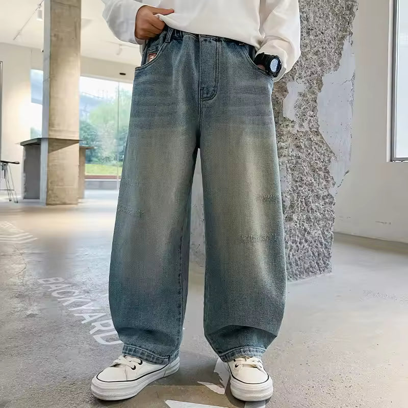 Kids Streetwear Graphic Straight Cut Denim Jeans