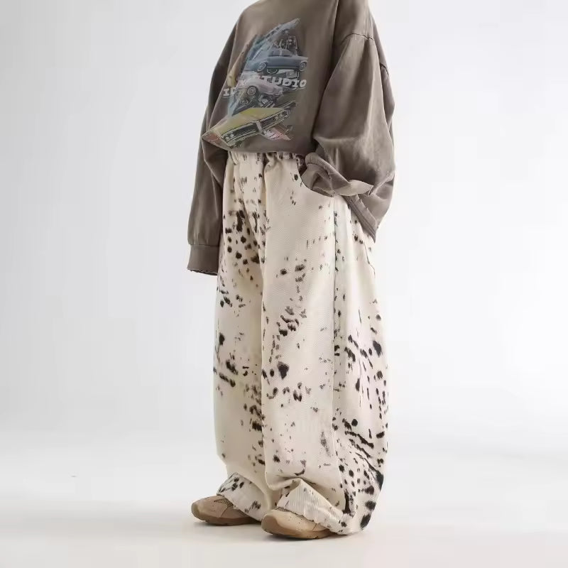 Kids Wide Leg Pants Apricot Leopard Print