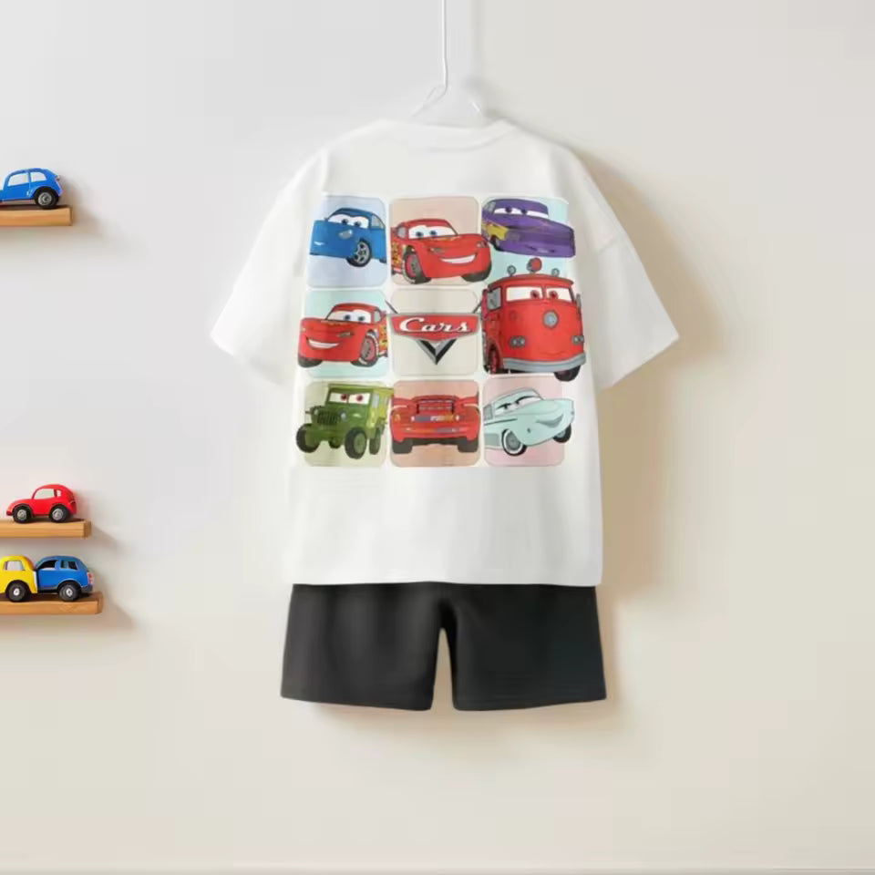 Kids Cars Lightning McQueen Print Tee Shirt and Shorts