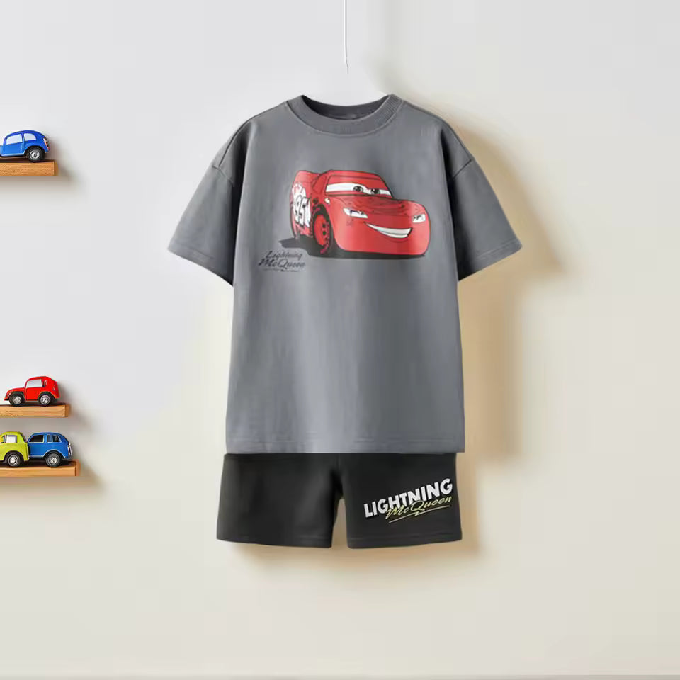 Kids Cars Lightning McQueen Print Tee Shirt and Shorts