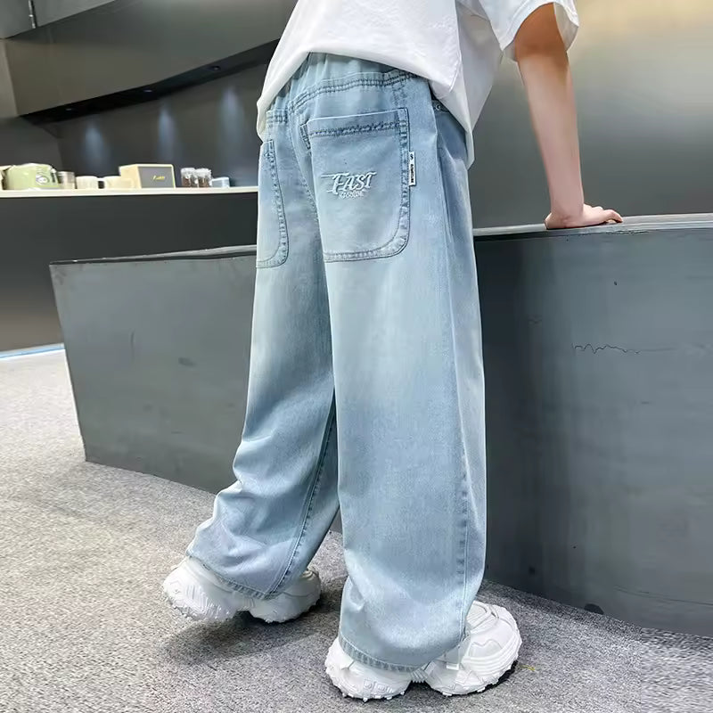 Kids Loose Fit Patchwork Jeans
