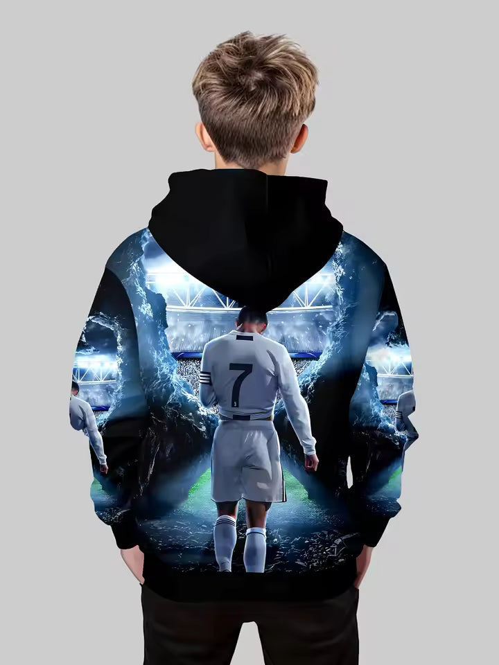 Ronaldo Printed Football Pattern Hoodie