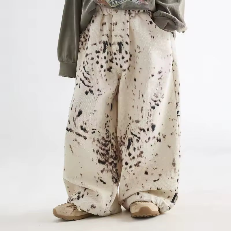 Kids Wide Leg Pants Apricot Leopard Print
