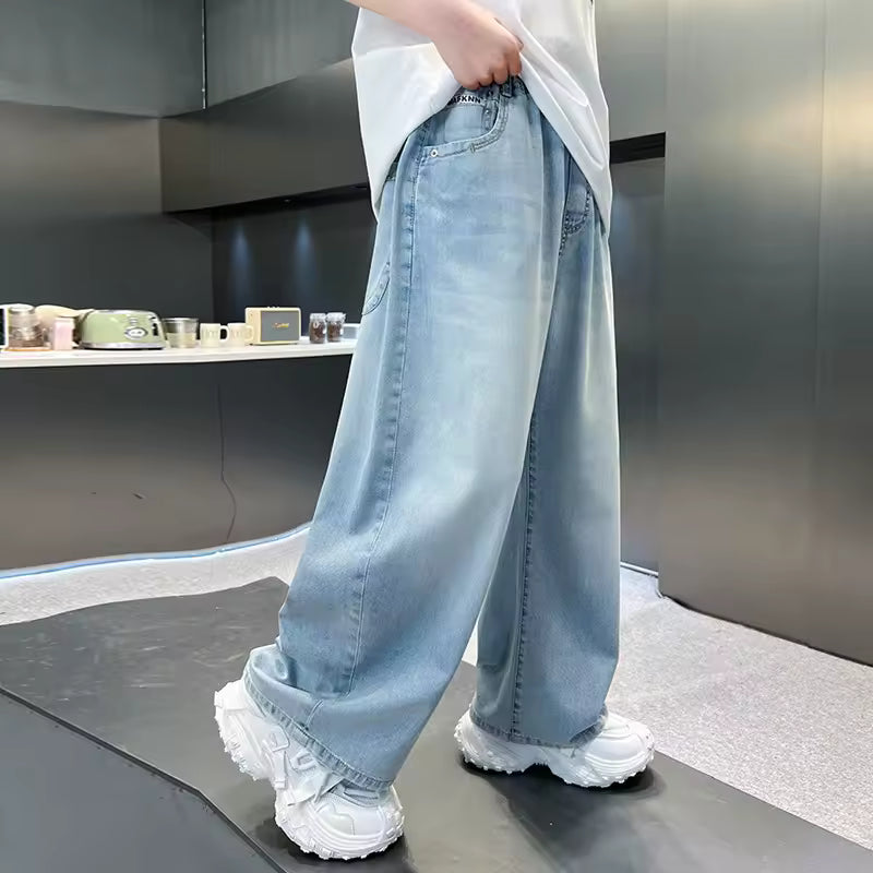 Kids Loose Fit Patchwork Jeans