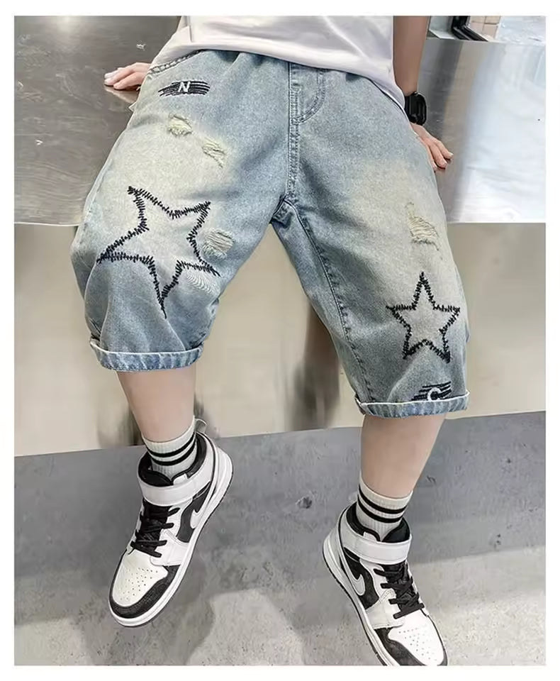 Kids Wide Graphic Star Straight Jorts