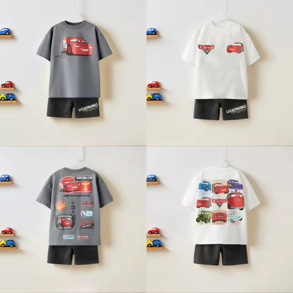 Kids Cars Lightning McQueen Print Tee Shirt and Shorts