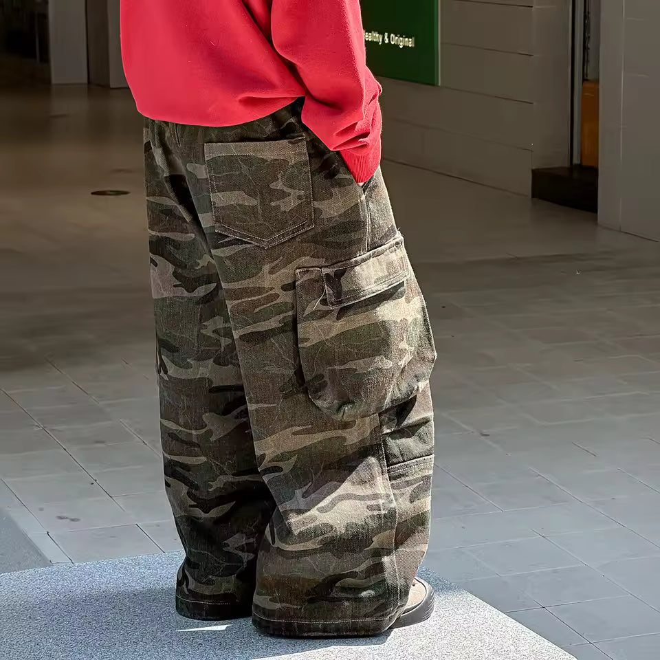 Kids Camo Wide Camouflage Cargo Pants