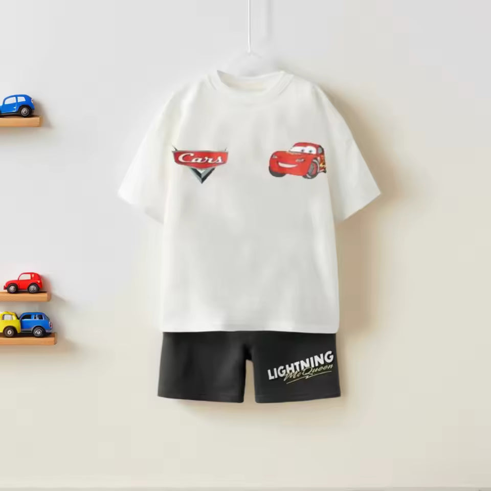 Kids Cars Lightning McQueen Print Tee Shirt and Shorts