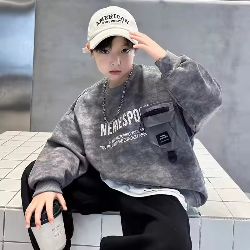 Kids Korean Style Edgy Loose Fit Sweatshirt