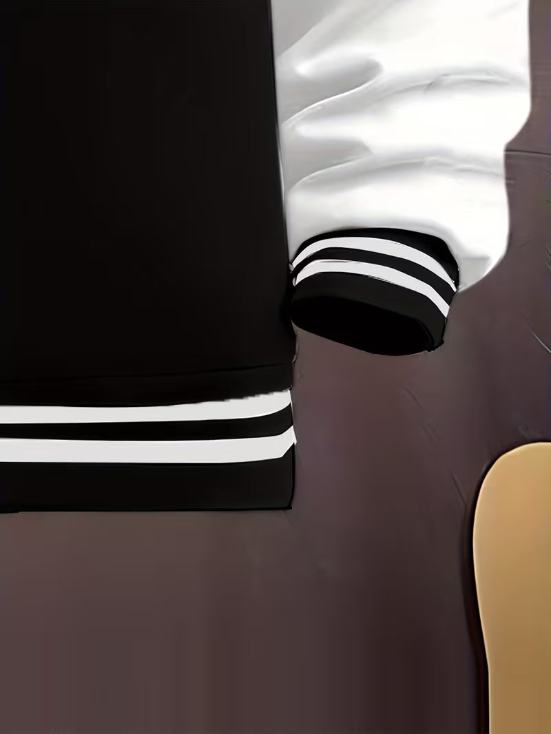 NY Letter Print Hooded Varsity Jacket